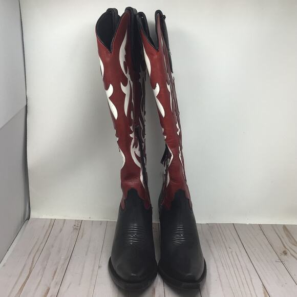 Ariat Shoes - ARIAT Womens Elvira StretchFit Western Boot Satin Black Red Size 8 Cowboy Boot